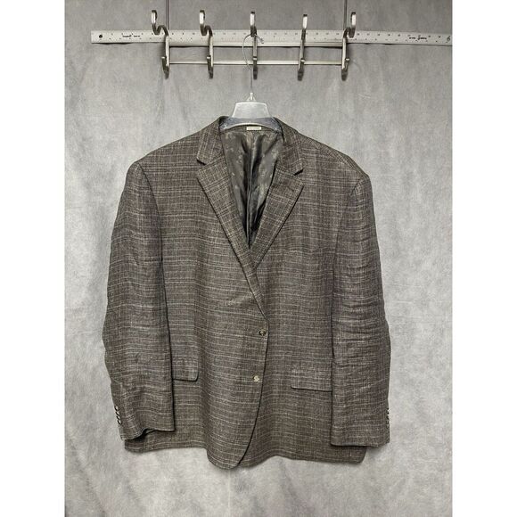 Joseph Abboud Other - Joseph Abboud Blazer Men 54L Beige Brown Plaid Italian Fabric Nova Linen Luxury‎